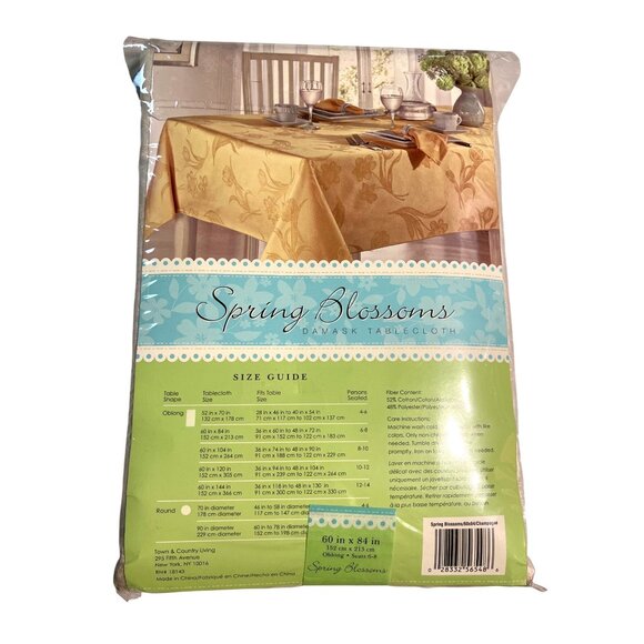 Spring Blossoms Damask Tablecloth 60" X 84" Oblong Polyester Floral Design - Picture 2 of 2